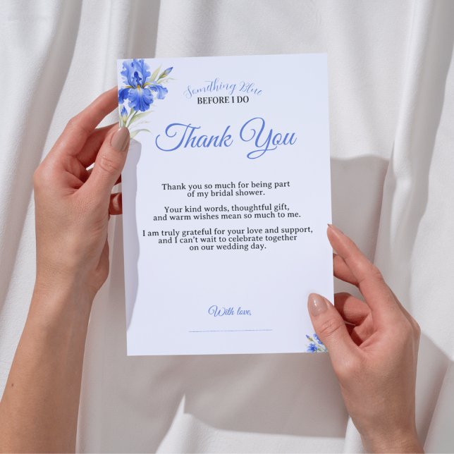 Convite Iris Something Blue Bridal Shower Thank You Card (Iris Something Blue Bridal Shower Thank You Card
)
