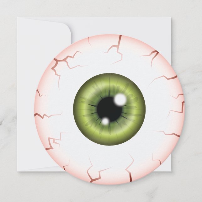 Convite Íris Verde Olho de Bola de Sangue no Halloween Par (Frente)