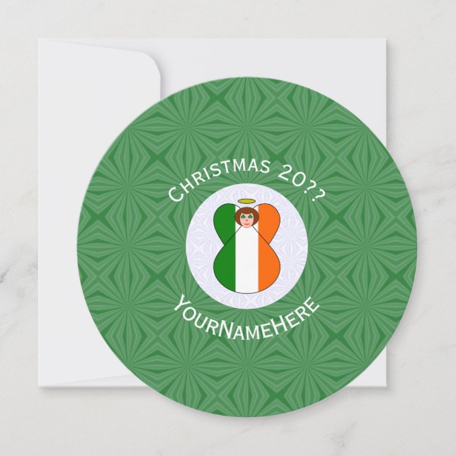 Convite Irish Angel Flag Christmas Personalize Round (Frente)