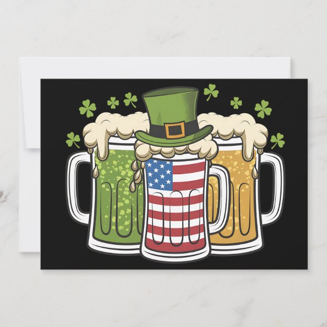 Convite Irish Beer Ireland USA American Flag de Patrick (Frente)