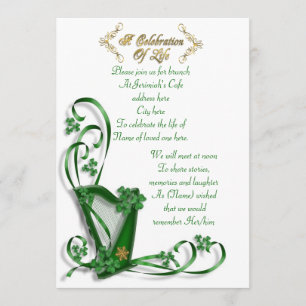 Convite Irish Harp "Celebração da Vida"