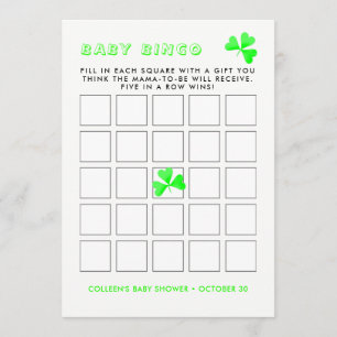 Convite Irish Leprechaun Lucky Shamrock Baby Bingo