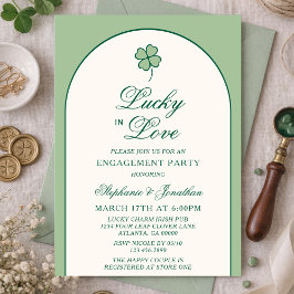 Convite Irish Shamrock Lucky in Love Engagement Party