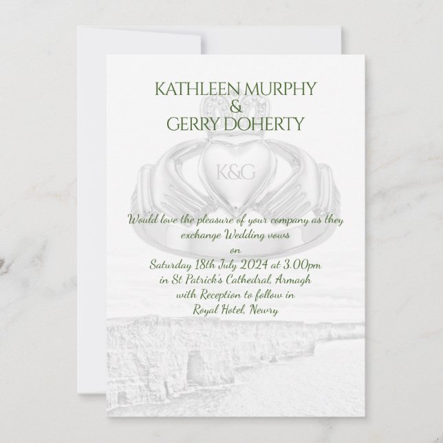 Convite Irlanda Cliffs of Moher & Irish Claddagh Ring Invi (Frente)