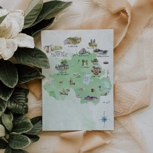 Convite Irlanda do Norte Itinerário de Mapa de Casamento