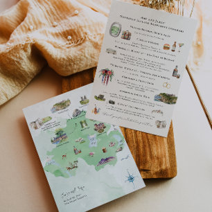 Convite Irlanda do Norte Mapa de Itinerário de Casamento