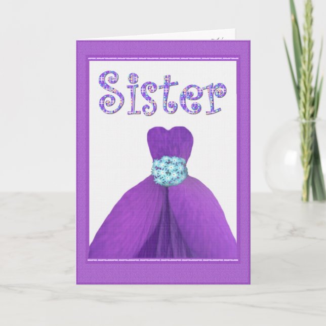 Convite IRMÃ - Madrinha de casamento PURPLE Flor Vestido P (Frente)