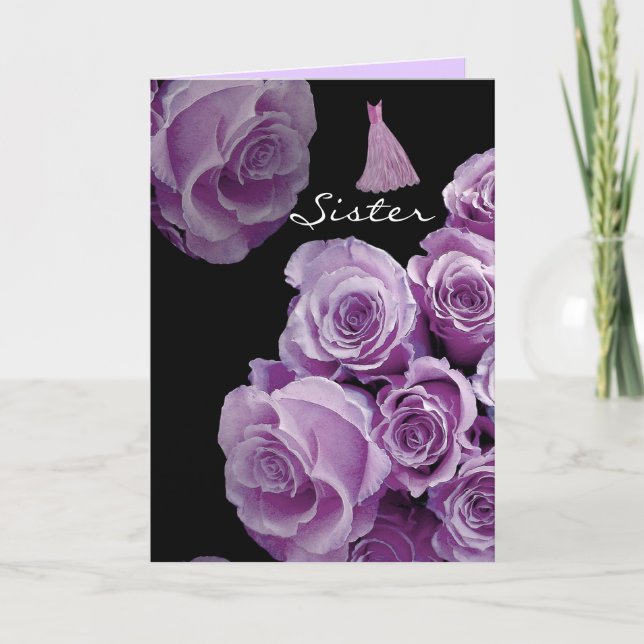 Convite IRMÃ - Rosas LILAC PURPLE de Bridesmaid (Frente)