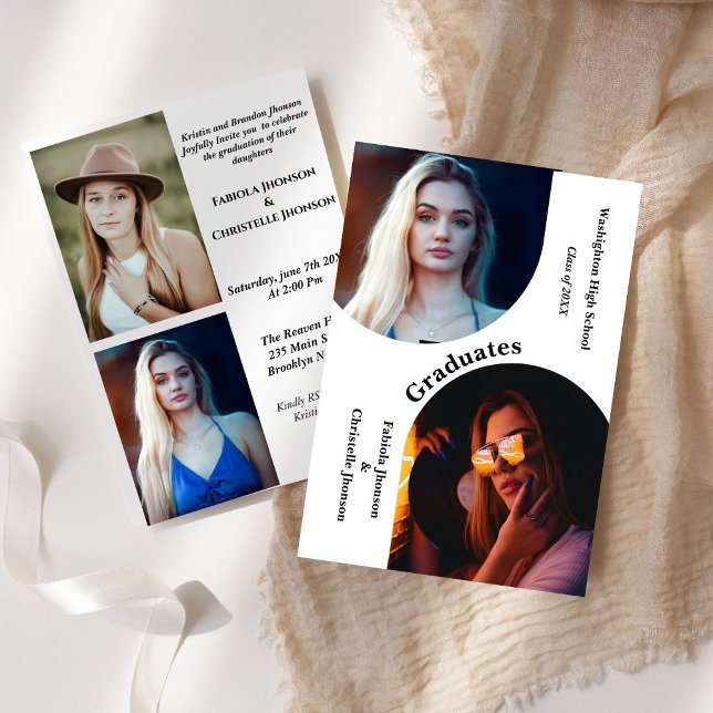 Convite Irmãos de fotos de arco moderno Formatação dupla (Criador carregado)