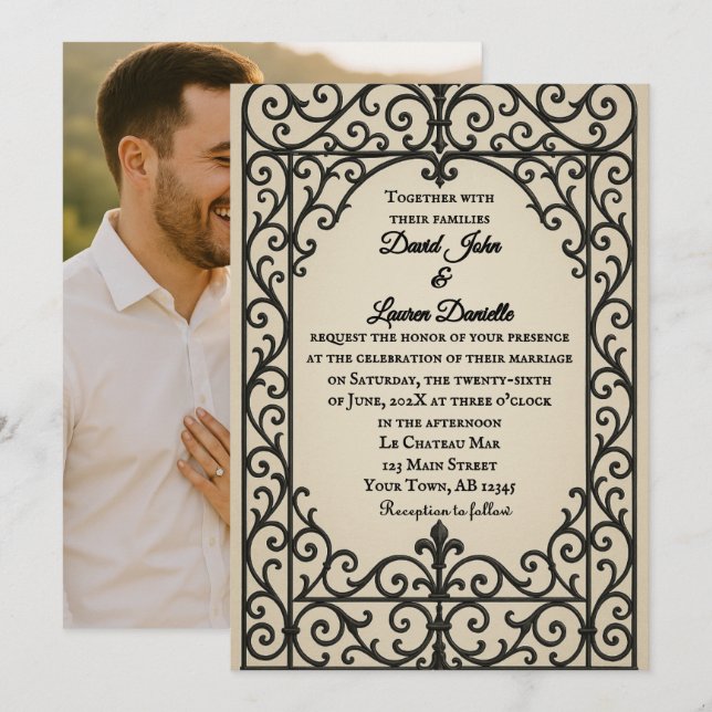 Convite Iron Vow Photo Wedding Invitation (Frente/Verso)