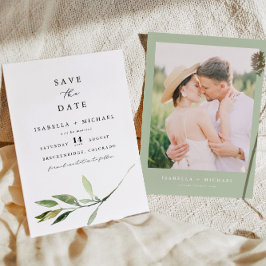 Convite ISABELLA Elegant Minimal Greenery Save the Date