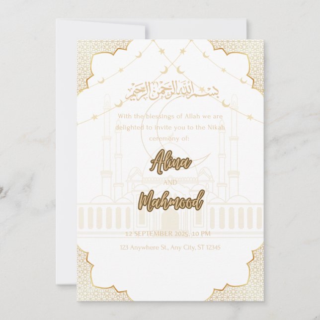Convite Islamic Nikah Invitation Card (Frente)