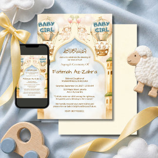Convite Islâmico de Aqiqah e Chás de Bebê Arco de