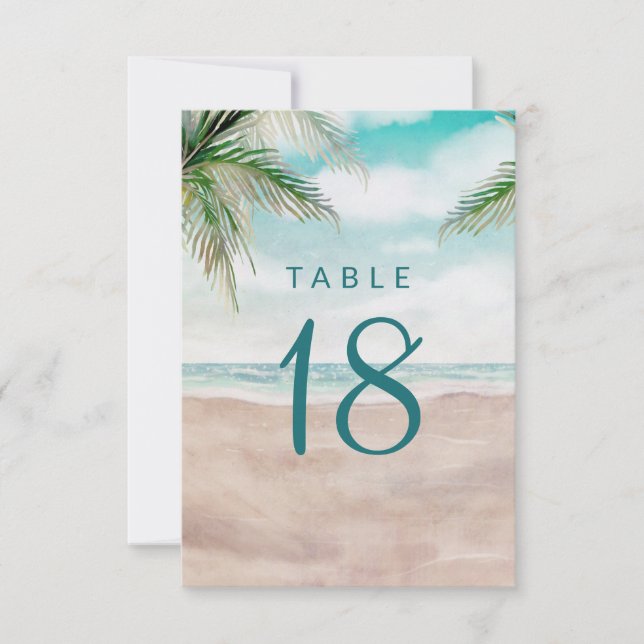 Convite Island Breeze Beach Seating Wedding Table Number (Frente)