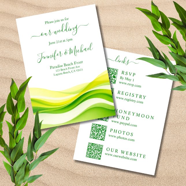 Convite Island Citrus Green and Yellow Wedding-All In One (Island Citrus Green and Yellow Wedding-All In One Invitation)