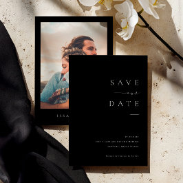 Convite ISSA Black Elegant Save the Date Invite with Photo