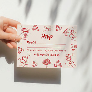 Convite Isso é Amor! Vermelho Italiano RSVP