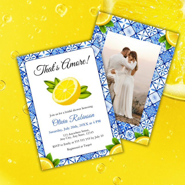 Convite Isso é Amore | Chá de panela de Fotografia de Lemo (That's Amore | Italian Lemon Photo Bridal Shower Invitation )