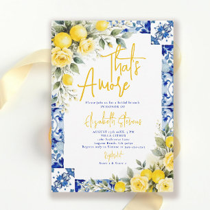 Convite Isso é Amore Limão e Floral Azul Festa de Chá de N