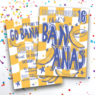 Convite ISSO É BANANA Festa Divertida Amarela de 16 Anos