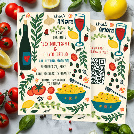 Convite Isso é Comida Italiana Amore SALVE A DATA QR perso