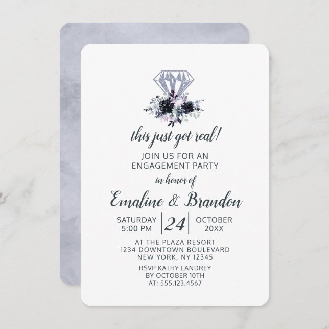 Convite Isto Ficou Muito Festa de noivado (Frente/Verso)