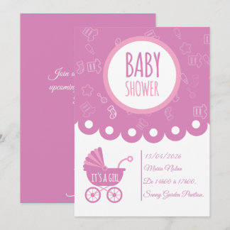 Convite It’s a Girl Pink Baby Shower Card | Cute Baby 