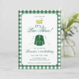 Convite It’s A Par-Three Golf 3rd Birthday Green Gingham