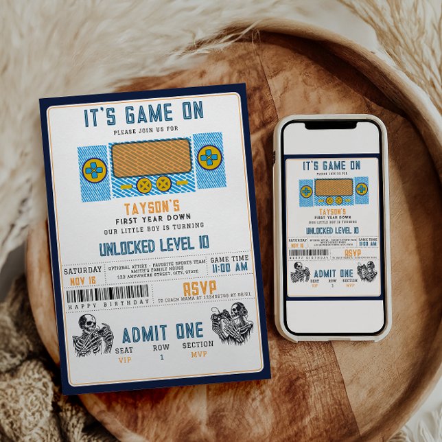 Convite It’s Game On! Video Game Birthday Party  (Criador carregado)