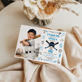 Convite It’s Game Time Baseball 1st Birthday – Fun Sports 