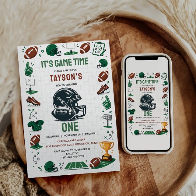 Convite It’s Game Time Football 1st Birthday (It’s Game Time Football 1st Birthday Invitation
)