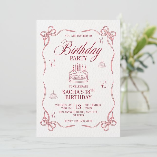 Convite It’s My Birthday Invitation Trendy Design (Em pé/Frente)