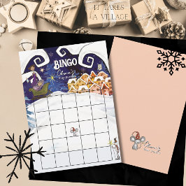 Convite It Takes a Village Winter Girl Baby Shower Bingo