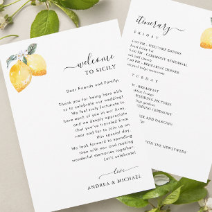 Convite Itália Lemons Wedding Carta Itinerária
