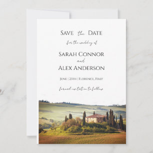 Convite Itália salve a data, casamento na Toscana