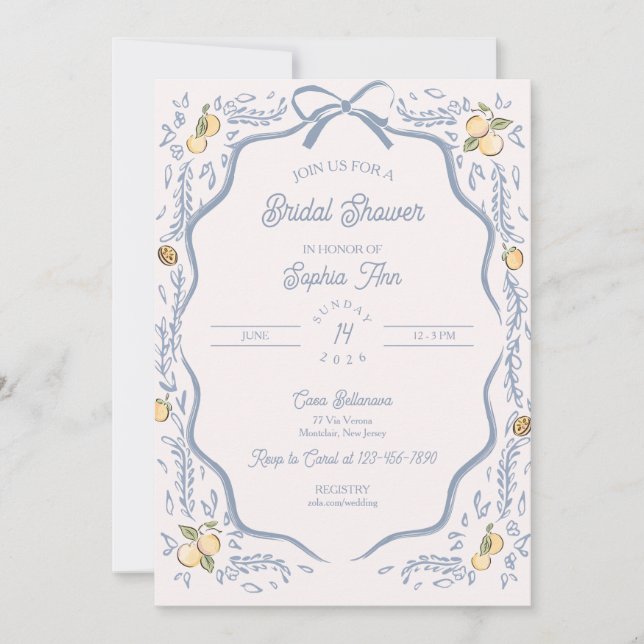 Convite Italian Amalfi Coastal Bridal Shower Invitation (Frente)
