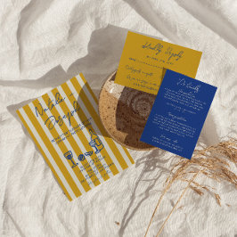 Convite Italian Blue Yellow Hand Written Painted Wedding