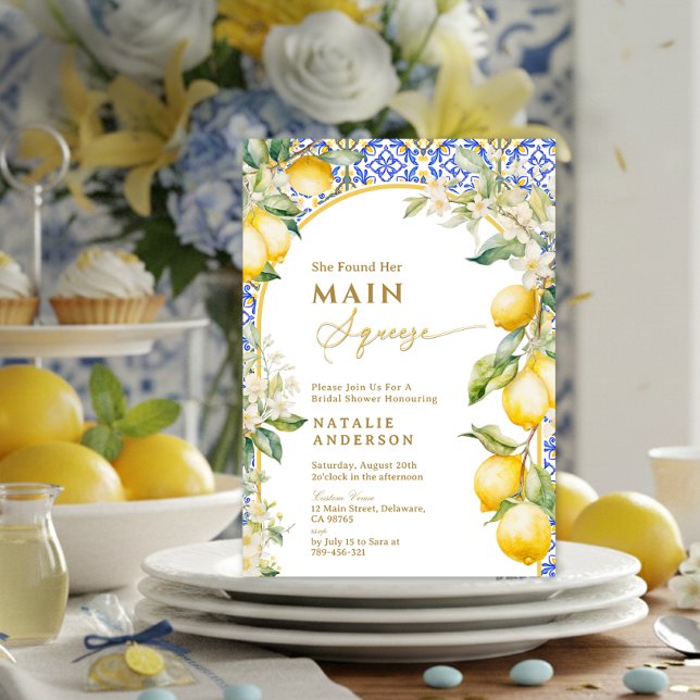 Convite Italian Floral Lemon Main Squeeze Bridal Shower (Italian Floral Lemon Main Squeeze Bridal Shower Invitation)