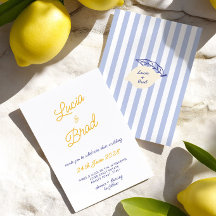 Italian Hand Written Yellow & Blue Stripes Wedding