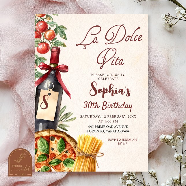 Convite Italian La Dolce Vita Adult Birthday Invitation (Criador carregado)