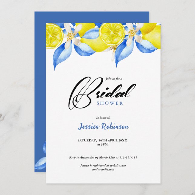 Convite Italian Lemon Floral Bridal Shower invite (Frente/Verso)