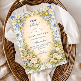 Convite Italian Lemon Floral Frame Baby Shower