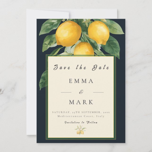 Convite Italian Lemon Save the Date Wedding Invitation (Frente)