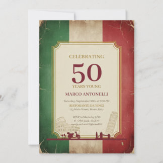 Convite Italian Vintage 50th Birthday Invitation