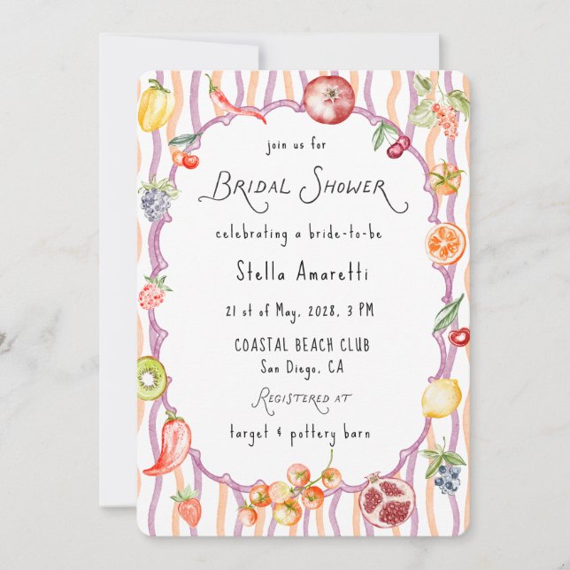 Convite Italian Watercolor Rustic Bridal Shower Invitation (Frente)