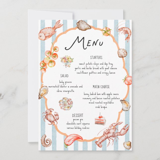Convite Italian Watercolor Rustic Colorful Wedding Menu (Frente)