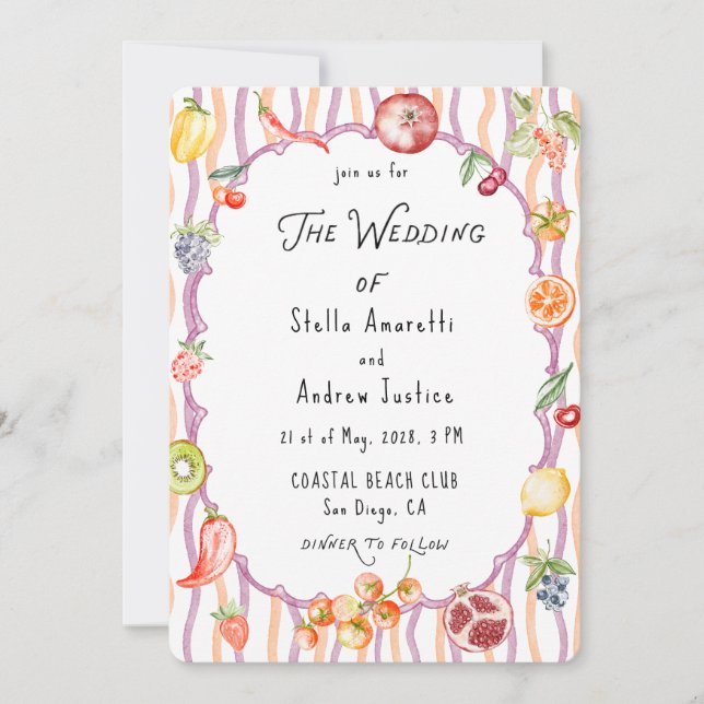 Convite Italian Watercolor Rustic Wedding Invitation (Frente)