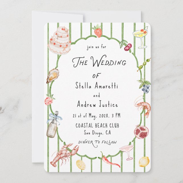 Convite Italian Watercolor Rustic Wedding Invitation (Frente)