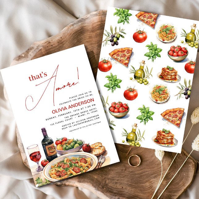 Convite Italiano Amore! Chá de panela de Aquarela (Criador carregado)