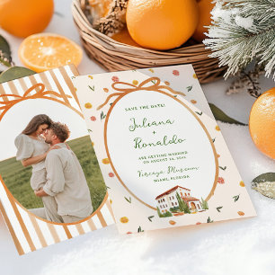 Convite Italiano Caprichoso de Cítricos para Casamento Sav